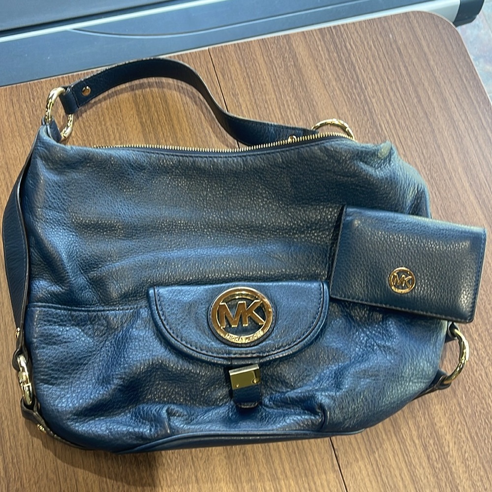 Michael Kors Michael Kors Bag Navy Hobo Shoulder Bag with Matching Wallet